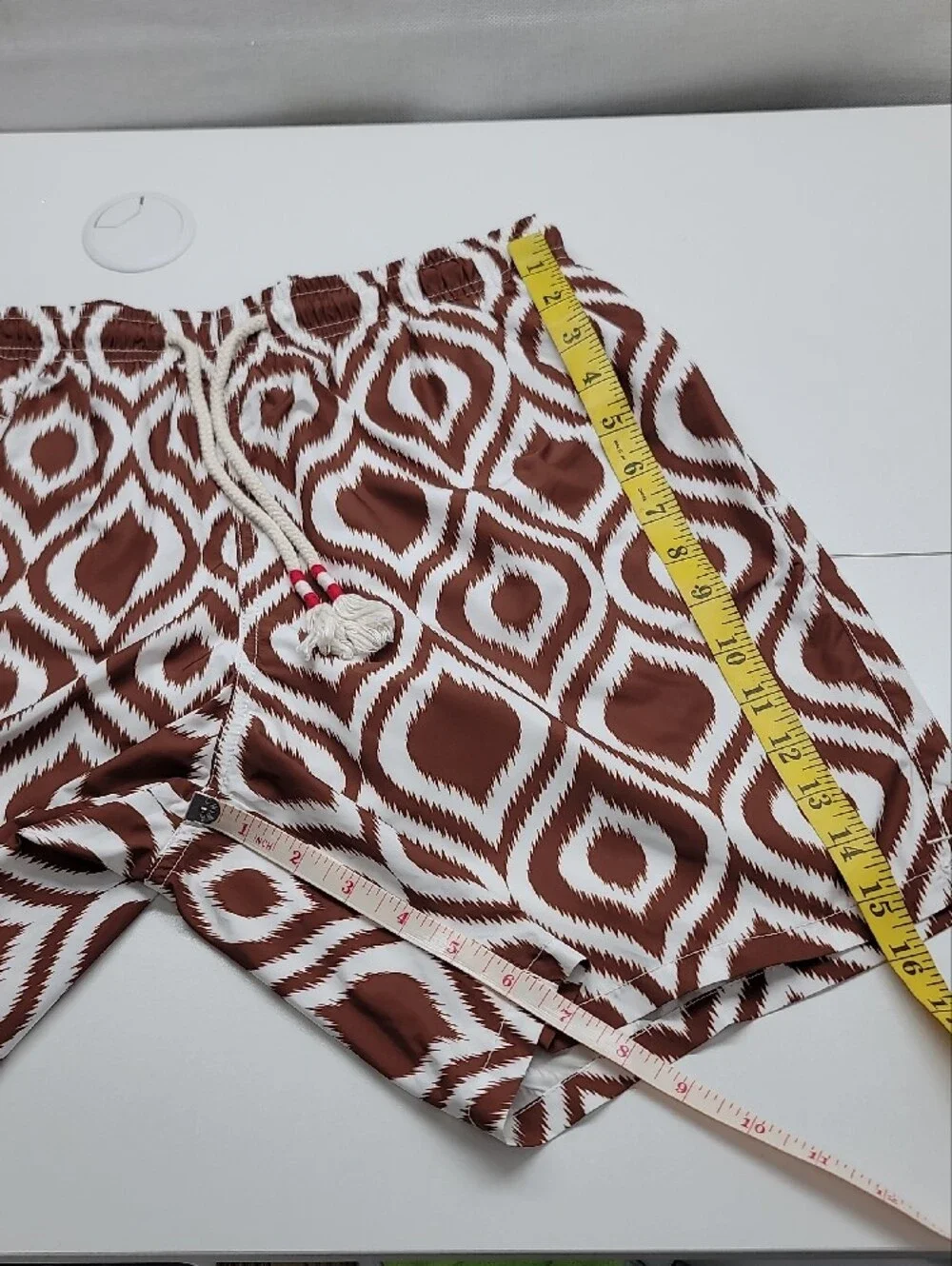 MC2 Saint Barth Brown and white pattern Caprese swim shorts Size Medium
